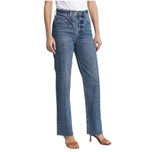 Pistola Cassie High Rise Straight Jeans Woodstock Wash Raw Hem Size 26